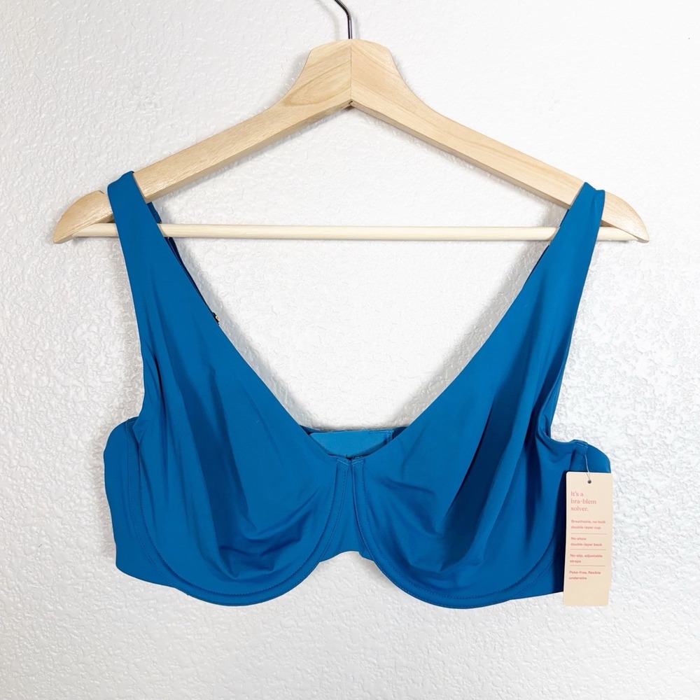 ThirdLove Teal-Blue Underwire Scoop Bikini Top